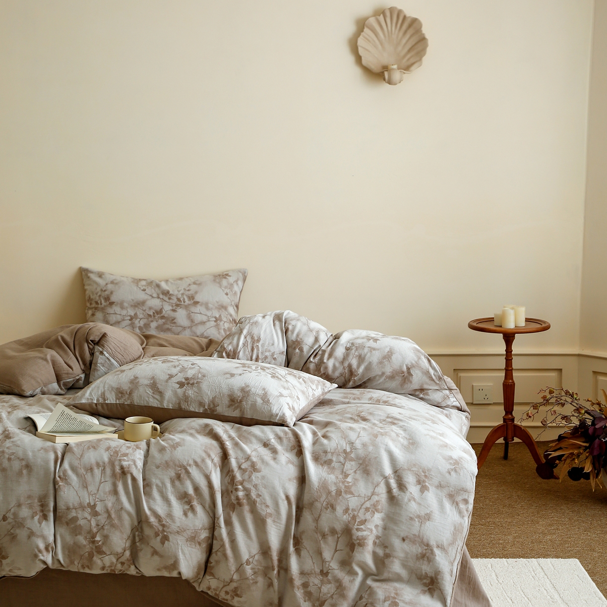 91家纺网 家纺一手货源 找家纺 梵克保罗 2025秋冬新款全棉色织大提花四件套 流金岁月-卡其