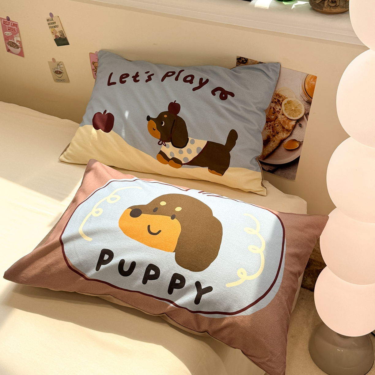 珺柔家纺 2025新款全棉磨毛数码印花枕套 puppy狗