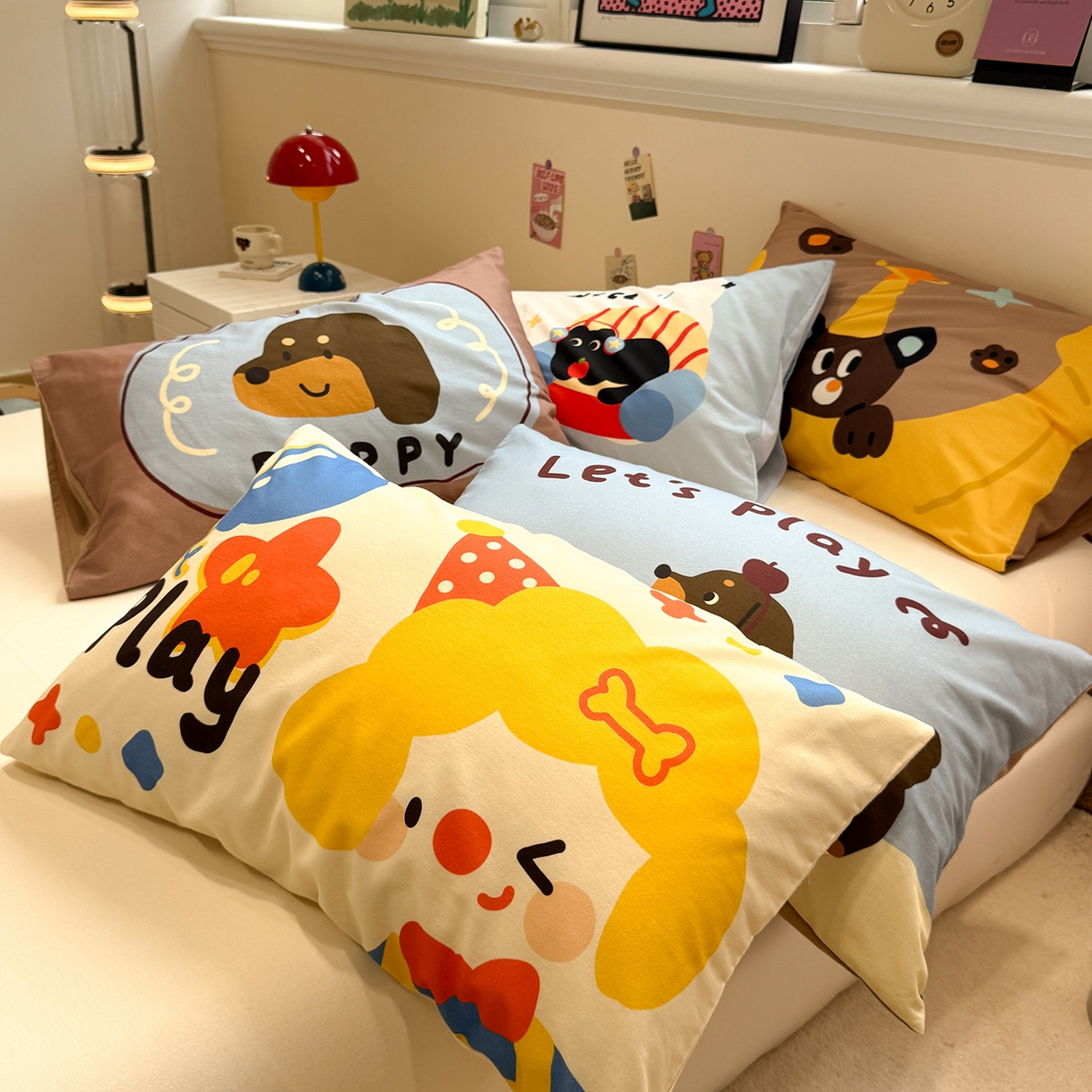 珺柔家纺 2025新款全棉磨毛数码印花枕套 组合图仅供展示