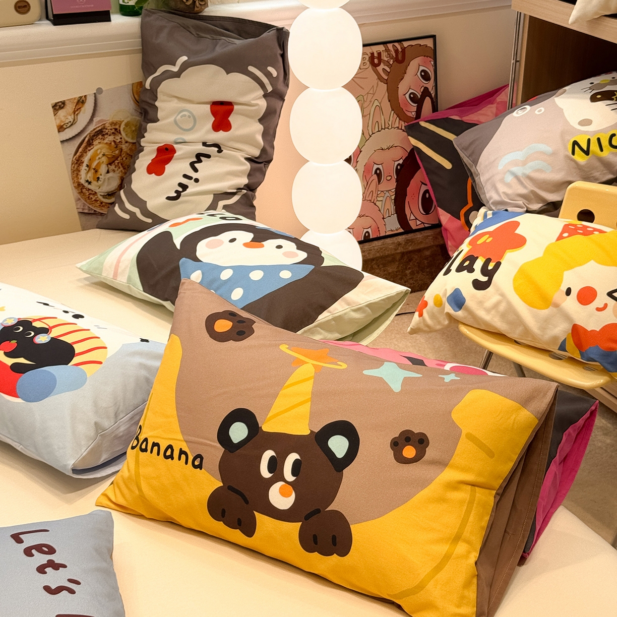 91家纺网 家纺一手货源 找家纺 珺柔家纺 2025新款全棉磨毛数码印花枕套 组合图仅供展示