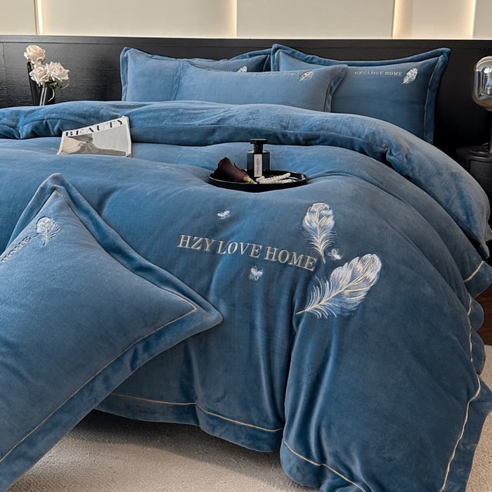 91家纺网 家纺一手货源 找家纺 鸿织源家纺 2025新款牛奶绒刺绣四件套-羽蝶 羽蝶-宾利兰