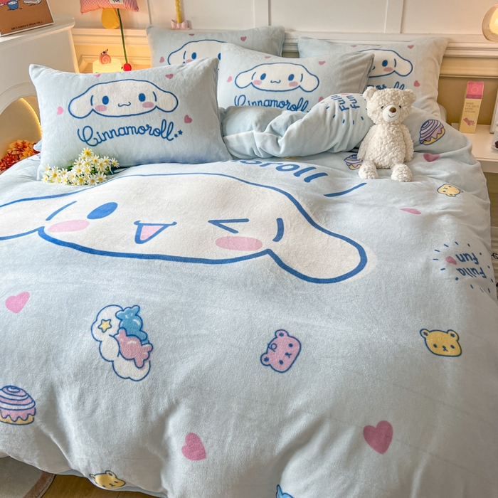 91家纺网 家纺一手货源 找家纺 （总）妖妖家纺 2025新款高克重牛奶绒三丽鸥大版四件套