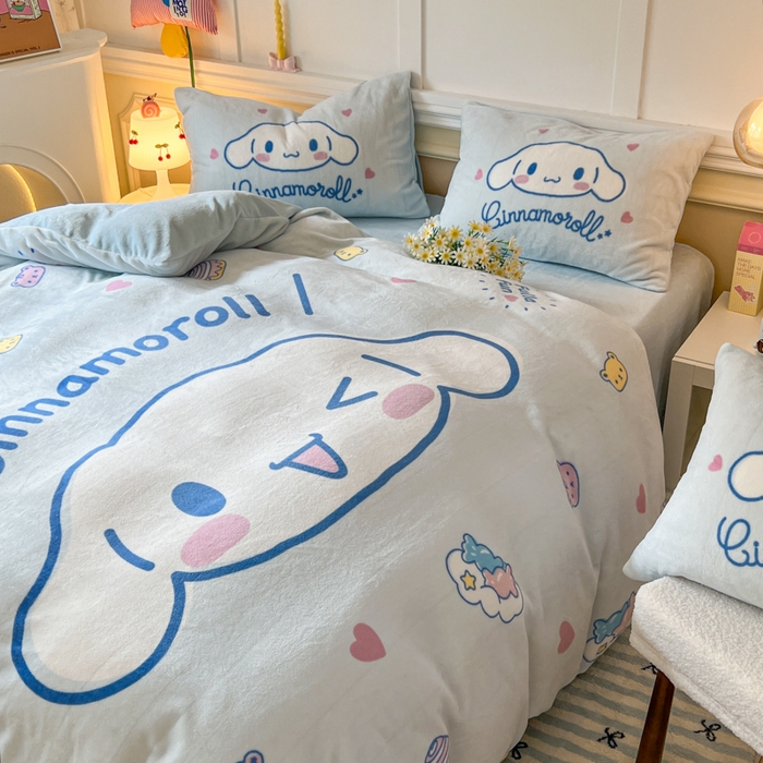 91家纺网 家纺一手货源 找家纺 （总）妖妖家纺 2025新款高克重牛奶绒三丽鸥大版四件套