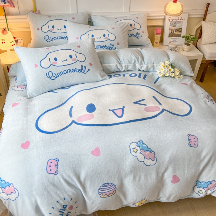 妖妖家纺 2025新款高克重牛奶绒三丽鸥大版四件套 wink玉桂狗