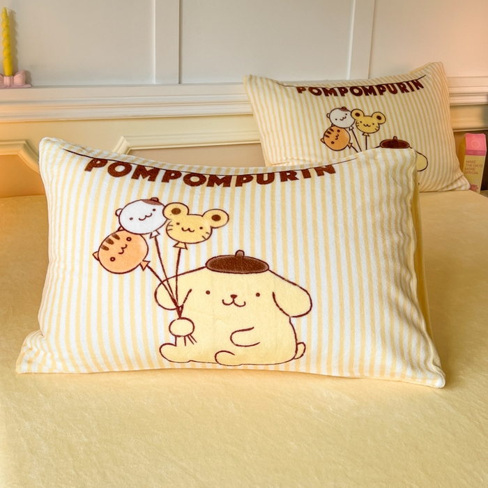 91家纺网 家纺一手货源 找家纺 妖妖家纺 2025新款高克重牛奶绒三丽鸥大版四件套 开心布丁狗