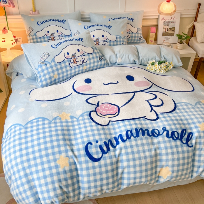 妖妖家纺 2025新款高克重牛奶绒三丽鸥大版四件套 玉桂狗郊游