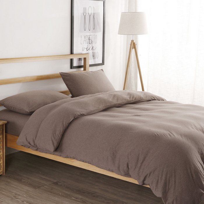 良品汇馆 2025【天竺棉纯色款四件套】天竺棉纯棉纯色款床单床笠款四件套 深咖BB纯色