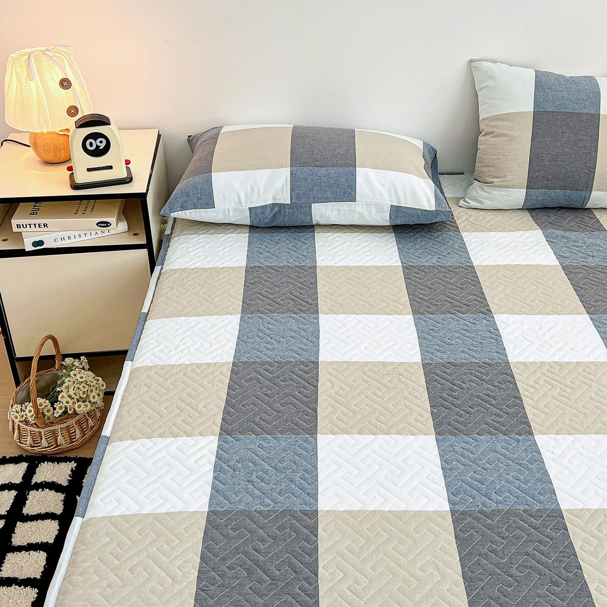 91家纺网 家纺一手货源 找家纺 （总）梦洋家纺 2025新款全棉色织水洗棉夹棉床笠