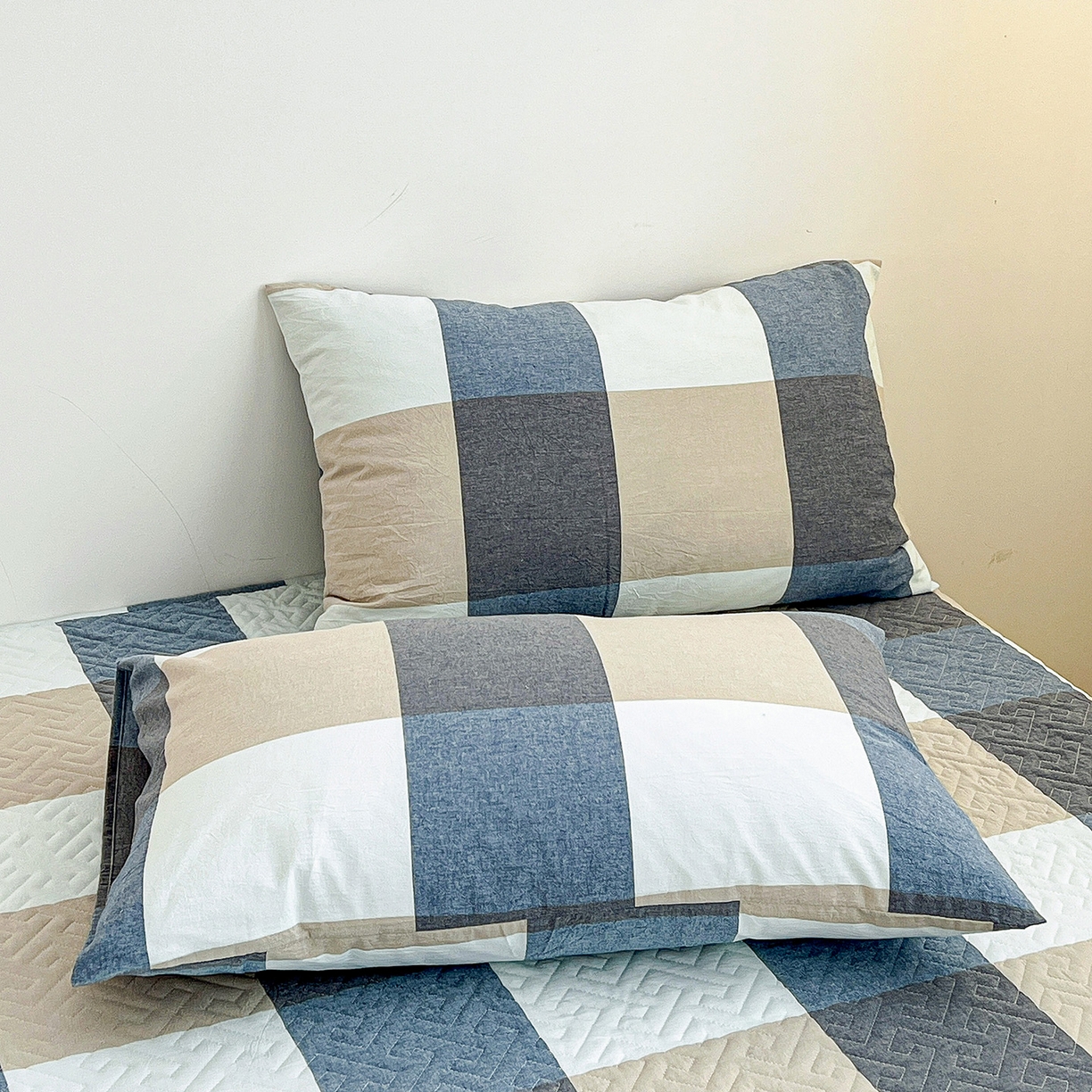 91家纺网 家纺一手货源 找家纺 （总）梦洋家纺 2025新款全棉色织水洗棉夹棉床笠