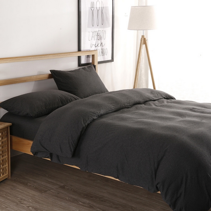 91家纺网 家纺一手货源 找家纺 良品汇馆 2025【天竺棉纯色款四件套】天竺棉纯棉纯色款床单床笠款四件套 炭灰BB纯色