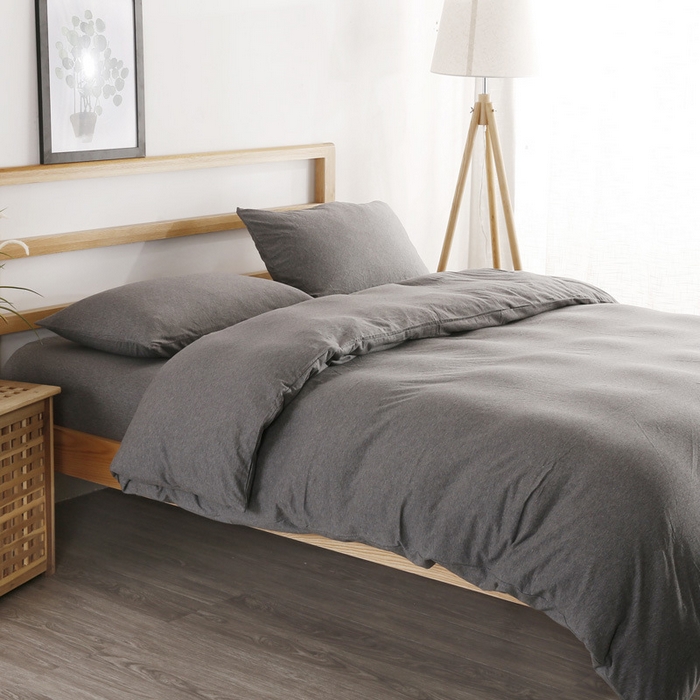 良品汇馆 2025【天竺棉纯色款四件套】天竺棉纯棉纯色款床单床笠款四件套 亚灰BB纯色