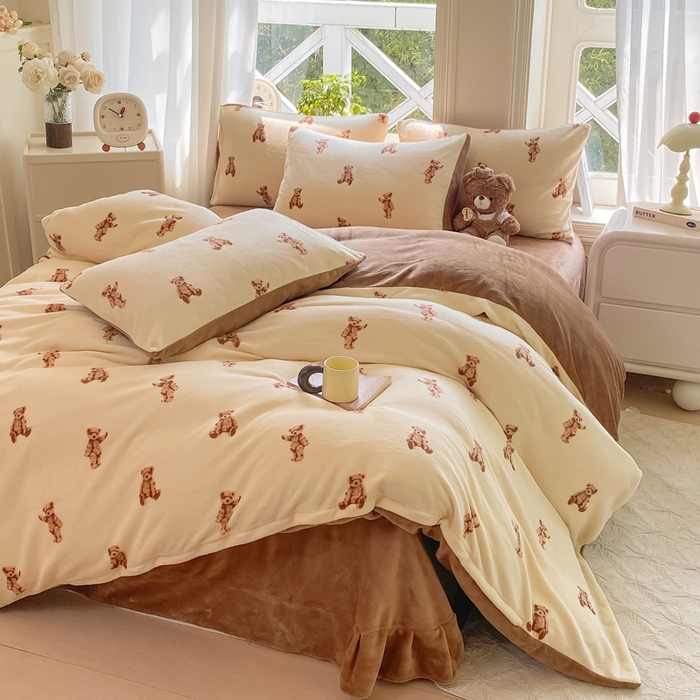 91家纺网 家纺一手货源 找家纺 （总）豫见家纺 2025新款牛奶绒印花四件套