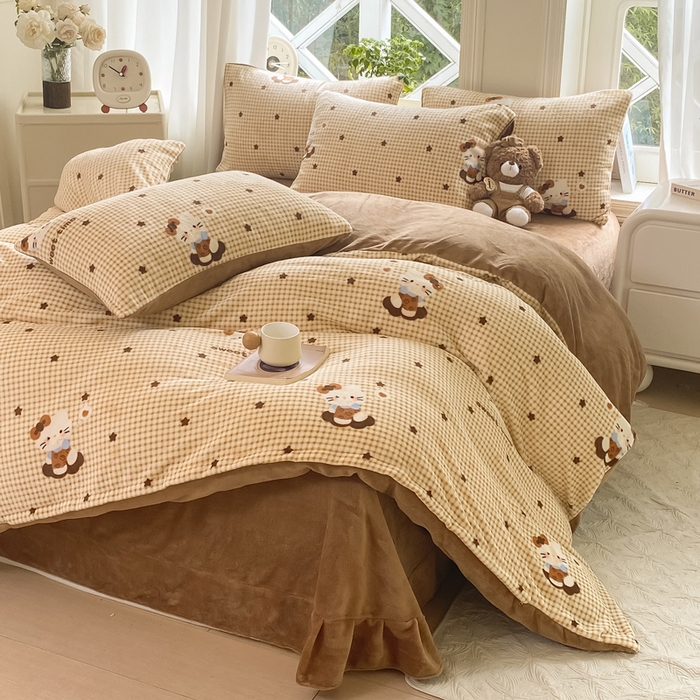 91家纺网 家纺一手货源 找家纺 （总）豫见家纺 2025新款牛奶绒印花四件套