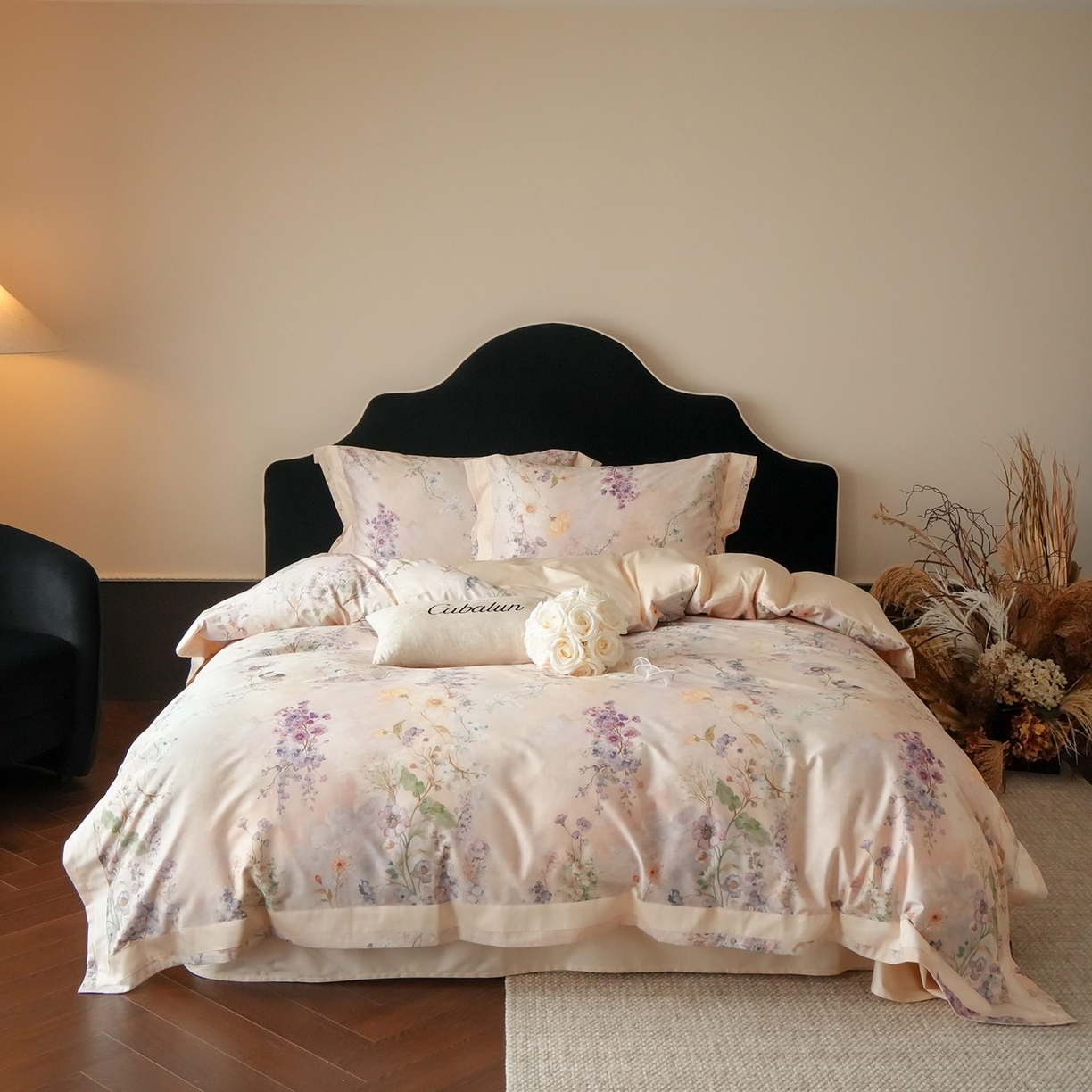 卡巴伦家纺 2025新款50S超细旦全棉数码印花款四件套（控价298） 花晨月夕-奶油芝芝-风格二