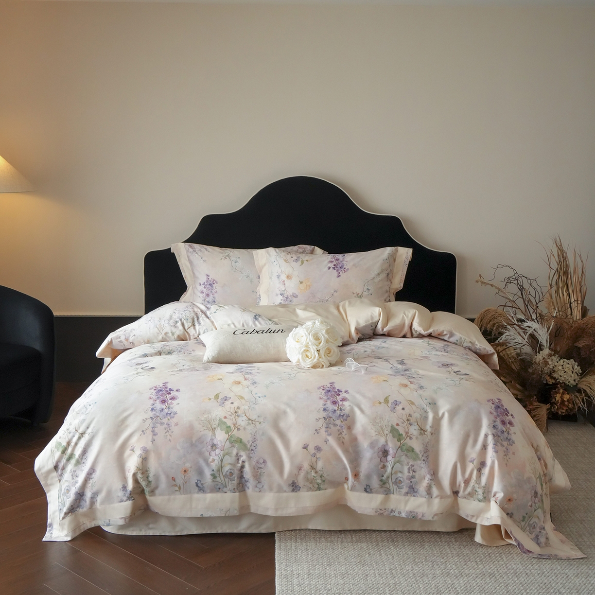 卡巴伦家纺 2025新款50S超细旦全棉数码印花款四件套（控价298） 花晨月夕-奶油芝芝-风格一