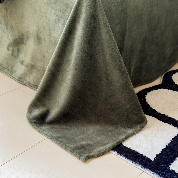 91家纺网 家纺一手货源 找家纺 佰亿莱 2025新款兔兔绒牛奶绒加厚兔毛毯保暖毯子 军绿