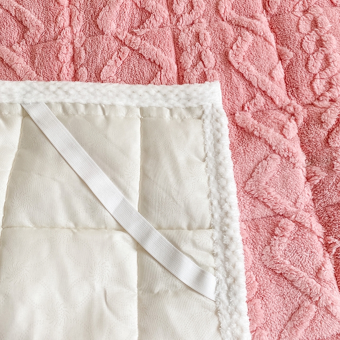 91家纺网 家纺一手货源 找家纺 凌云家纺 2025新品学生宿舍牛奶绒床褥三件套加厚塔芙绒夹棉保暖 粉色