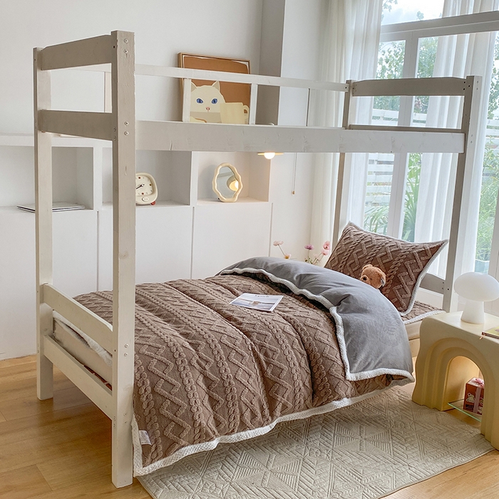 91家纺网 家纺一手货源 找家纺 凌云家纺 2025新品学生宿舍牛奶绒床褥三件套加厚塔芙绒夹棉保暖 卡其