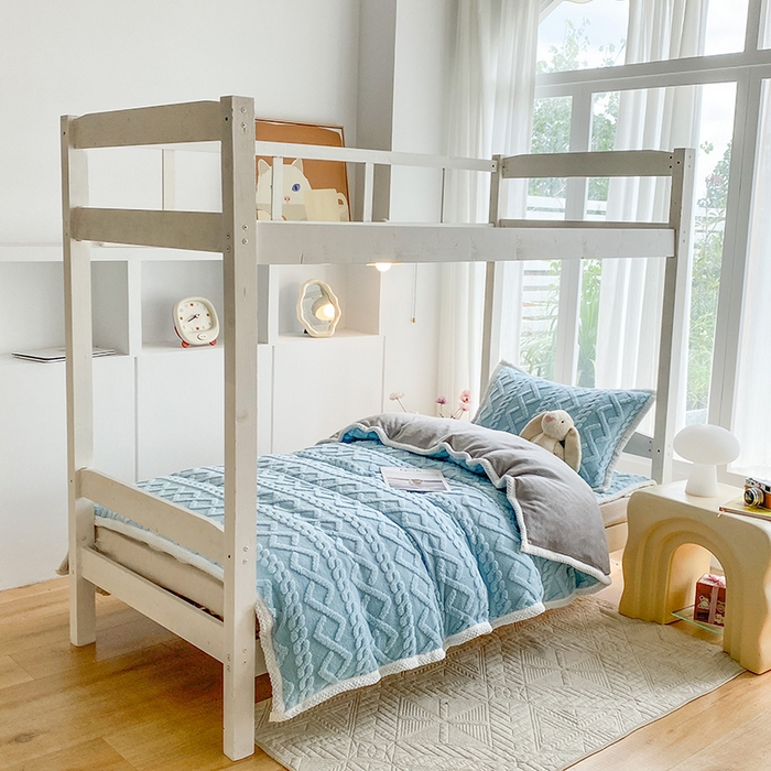 91家纺网 家纺一手货源 找家纺 凌云家纺 2025新品学生宿舍牛奶绒床褥三件套加厚塔芙绒夹棉保暖 天蓝色