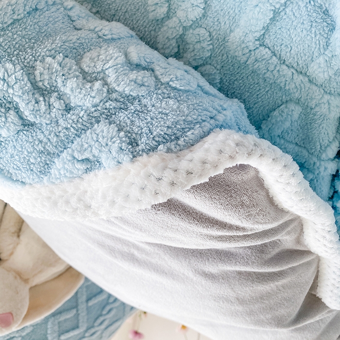 91家纺网 家纺一手货源 找家纺 凌云家纺 2025新品学生宿舍牛奶绒床褥三件套加厚塔芙绒夹棉保暖 天蓝色