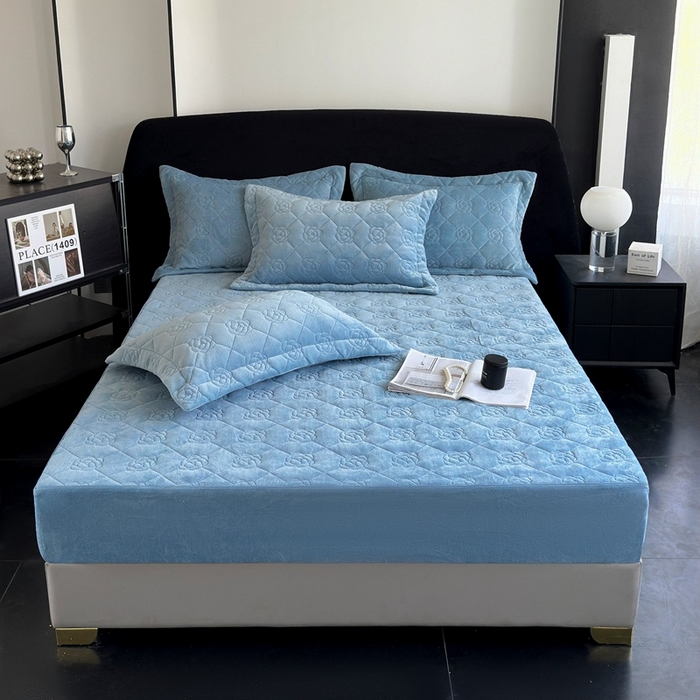 7V 2025新款牛奶绒床笠 蓝色