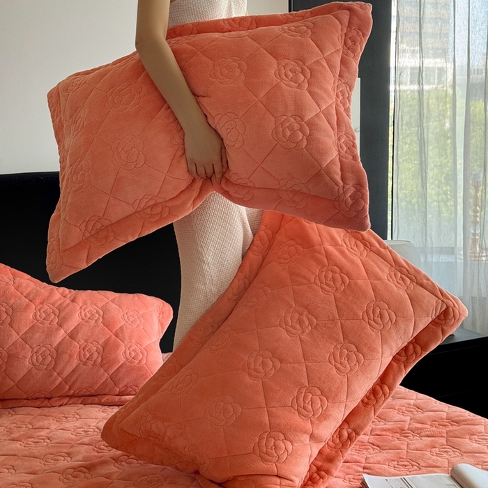 91家纺网 家纺一手货源 找家纺 7V 2025新款牛奶绒床笠 奶桔