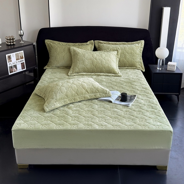 7V 2025新款牛奶绒床笠 灰绿