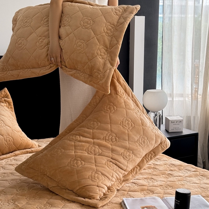 91家纺网 家纺一手货源 找家纺 7V 2025新款牛奶绒床笠 浅棕