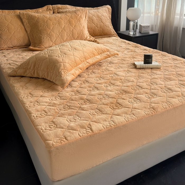 91家纺网 家纺一手货源 找家纺 7V 2025新款牛奶绒床笠 浅棕