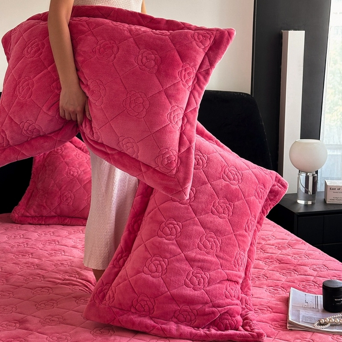 91家纺网 家纺一手货源 找家纺 7V 2025新款牛奶绒床笠 豆沙