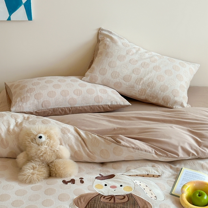 91家纺网 家纺一手货源 找家纺 （总）觅糖 2025新款全棉水洗色织波点提花贴布绣系列