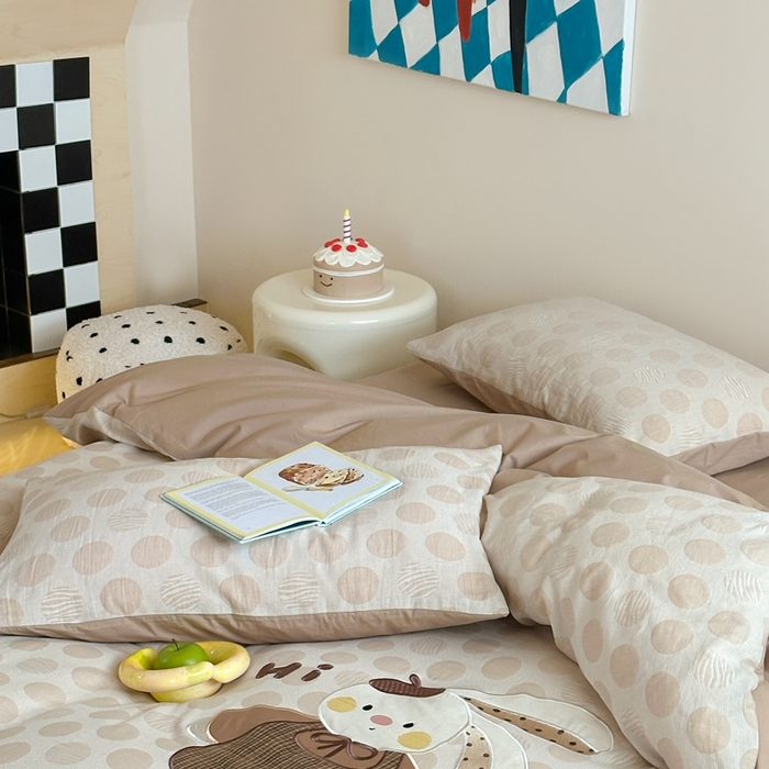 91家纺网 家纺一手货源 找家纺 （总）觅糖 2025新款全棉水洗色织波点提花贴布绣系列