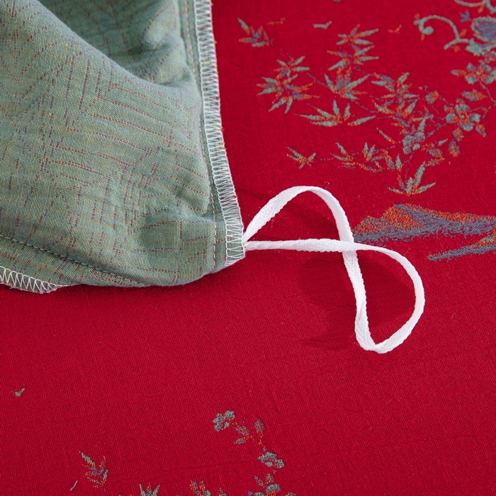 91家纺网 家纺一手货源 找家纺 鲁爱 2025新款大版色织提花全棉双层纱四件套 西厢记-红