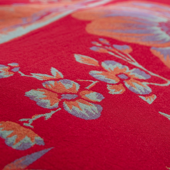 91家纺网 家纺一手货源 找家纺 鲁爱 2025新款大版色织提花全棉双层纱四件套 西厢记-红