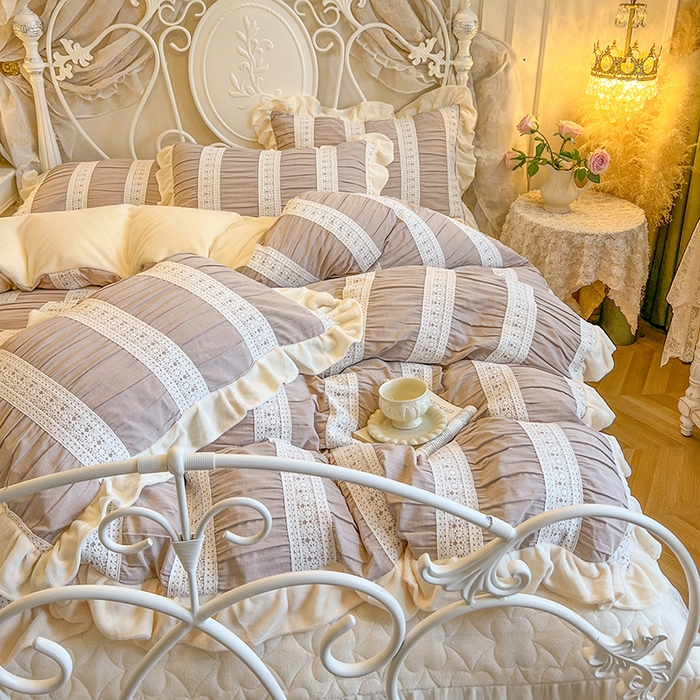 91家纺网 家纺一手货源 找家纺 （总）网红馆（ck家纺） 2025新款色织提花牛奶绒床裙四件套-洛丽塔系列