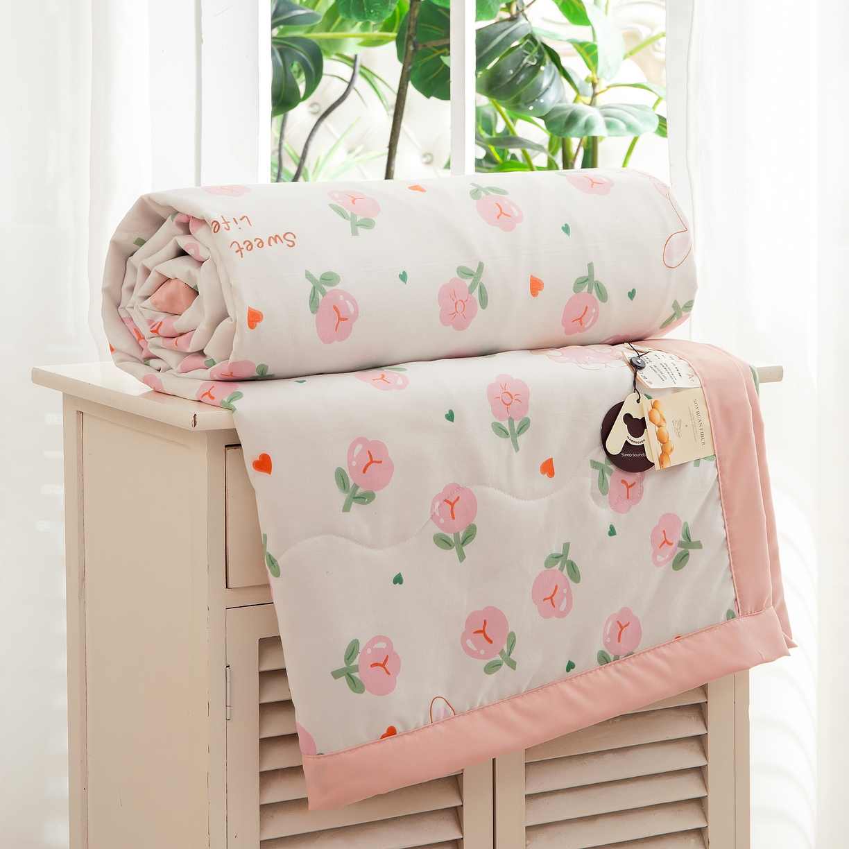 91家纺网 家纺一手货源 找家纺 （总）博睿家纺 2025新款A类水洗双层纱皱皱纱大豆纤维被夏被夏凉被空调被,曼塔玫瑰,夕颜,紫色花语,花园兔,猫咪日记,兰格心语