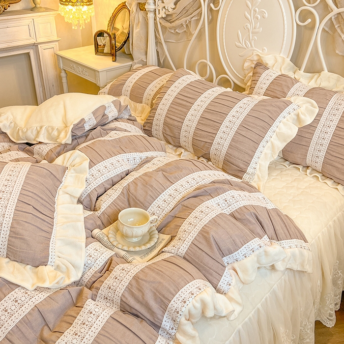 91家纺网 家纺一手货源 找家纺 （总）网红馆（ck家纺） 2025新款色织提花牛奶绒床裙四件套-洛丽塔系列