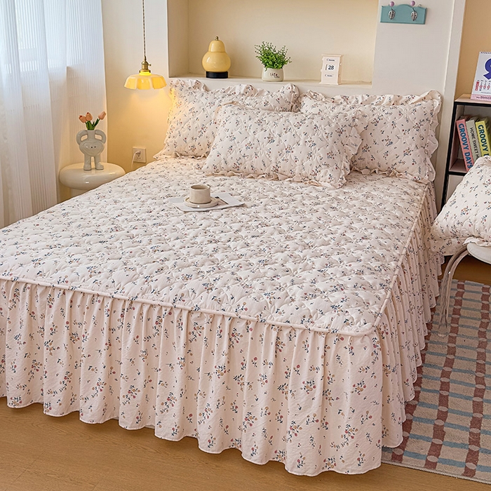 91家纺网 家纺一手货源 找家纺 （总）鼎丰家纺 2025新款水洗皱皱纱夹棉床裙