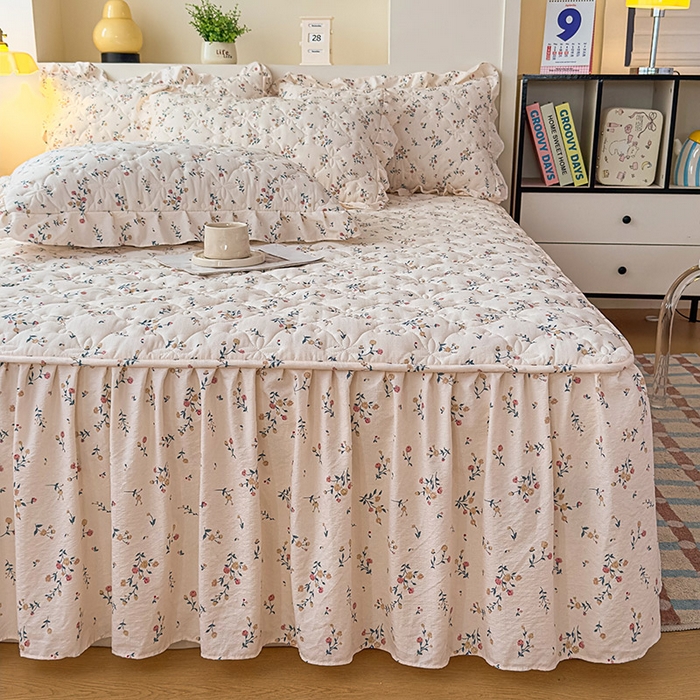 91家纺网 家纺一手货源 找家纺 （总）鼎丰家纺 2025新款水洗皱皱纱夹棉床裙