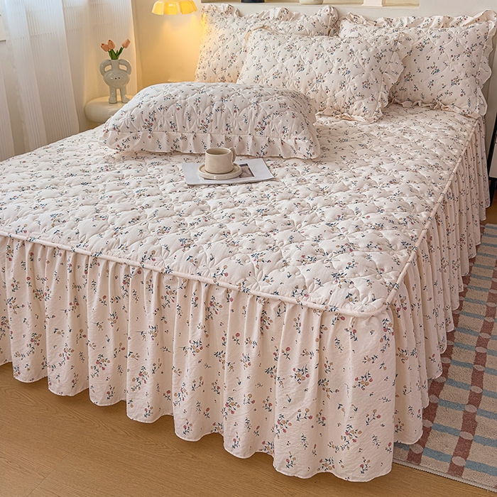 91家纺网 家纺一手货源 找家纺 （总）鼎丰家纺 2025新款水洗皱皱纱夹棉床裙