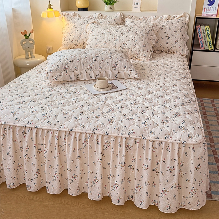 91家纺网 家纺一手货源 找家纺 （总）鼎丰家纺 2025新款水洗皱皱纱夹棉床裙