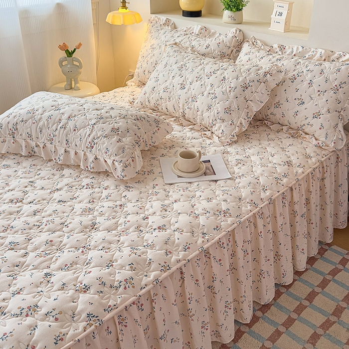 91家纺网 家纺一手货源 找家纺 （总）鼎丰家纺 2025新款水洗皱皱纱夹棉床裙