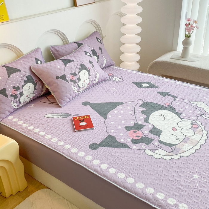 91家纺网 家纺一手货源 找家纺 一电 2025新款牛奶丝凉席床笠可水洗凉感丝凉席学生宿舍单人裸睡空调席-系列二 睡觉公主