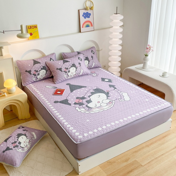 91家纺网 家纺一手货源 找家纺 一电 2025新款牛奶丝凉席床笠可水洗凉感丝凉席学生宿舍单人裸睡空调席-系列二 睡觉公主