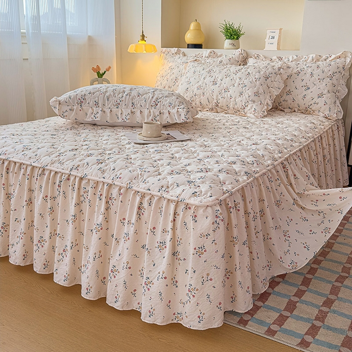 91家纺网 家纺一手货源 找家纺 （总）鼎丰家纺 2025新款水洗皱皱纱夹棉床裙