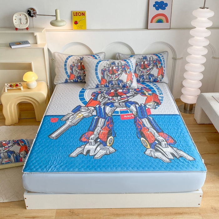 91家纺网 家纺一手货源 找家纺 一电 2025新款牛奶丝凉席床笠可水洗凉感丝凉席学生宿舍单人裸睡空调席-系列二 圈圈机器人