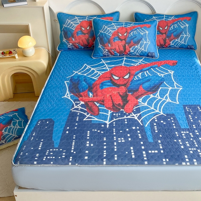 91家纺网 家纺一手货源 找家纺 一电 2025新款牛奶丝凉席床笠可水洗凉感丝凉席学生宿舍单人裸睡空调席-系列二 蜘蛛侠