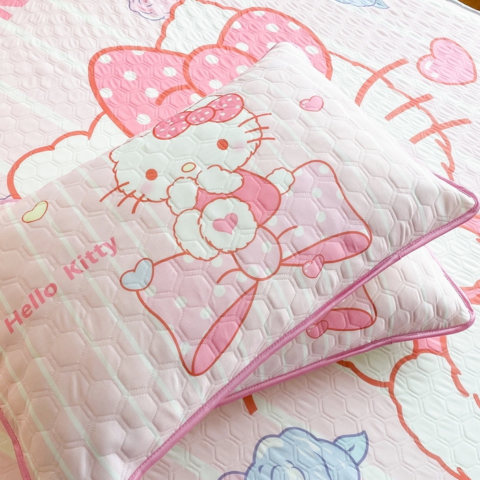 91家纺网 家纺一手货源 找家纺 一电 2025新款牛奶丝凉席床笠可水洗凉感丝凉席学生宿舍单人裸睡空调席-系列二 害羞KT