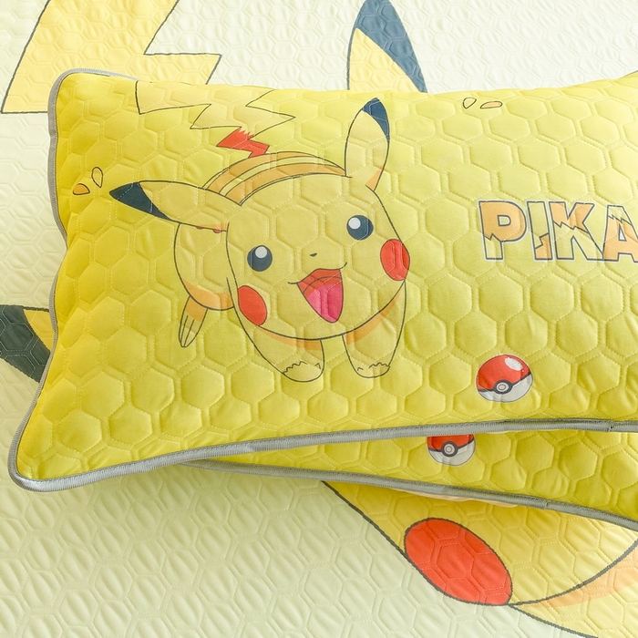 91家纺网 家纺一手货源 找家纺 一电 2025新款牛奶丝凉席床笠可水洗凉感丝凉席学生宿舍单人裸睡空调席-系列二 奔跑皮卡丘