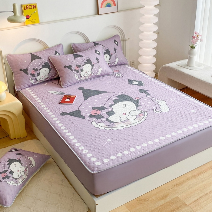 91家纺网 家纺一手货源 找家纺 一电 2025新款牛奶丝凉席床笠可水洗凉感丝凉席学生宿舍单人裸睡空调席-系列二 睡觉公主